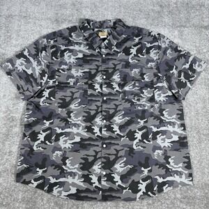Haband Travelers Shirt Men's XXL Gray Camo Pearl Snap Short Sleeve